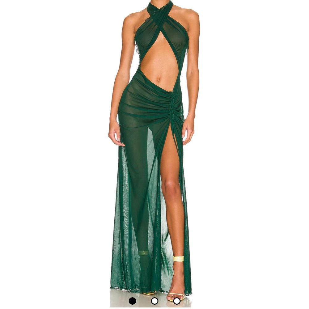 Kim Shui Emerald Mesh Wrap Dress